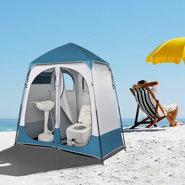 Cheap Goat Tents Waterproof Beach Tents Outdoor Camping Shelter Oxford Cloth Durable Double People Dressing Tent 229*229*122cm   